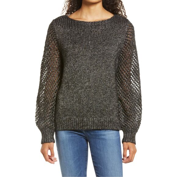 Tommy Bahama Women's Shimmer Balloon Sleeved Bateau Sweater Size S - Picture 1 of 3